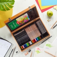 Derwent Academy Caja de Madera con 12 Lapices de Colores, 12 Lapices de Colores Acuarelables, 6 Lapices de Grafito para Bocetos,