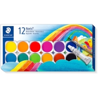 Staedtler Noris 888 12 Pastillas de Acuarela + Tubo Zinc Blanco + Pincel
