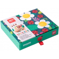 Apli Kids Juegos de Gomets Mariquita - 8 Laminas Ilustradas de 200G - 8 Hojas de Gomets Removibles Geometricos - Alto Valor Dida