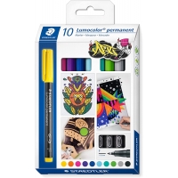 Pack de 10 Rotuladores Staedtler Lumocolor 318 C10 Permanentes, Trazo de 0.6mm