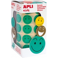 Apli Gomets Cara Feliz Verdes Ø 20mm - Adhesivo Removible - 900 Gomets por Rollo - Ideal para Motivar y Premiar a los Niños