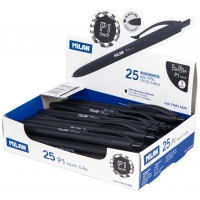 Milan P1 Touch Boligrafo Retractil, Punta 1mm, Tinta de Aceite, Negro