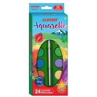 Alpino Pack de 24 Acuarelas, 28mm Diametro, Colores Intensos, Incluye Pincel
