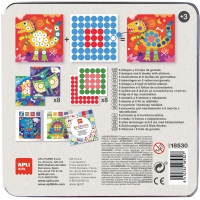 Apli Kids Juego de Gomets Dino - Incluye 8 Laminas Ilustradas - 8 Hojas de Gomets Removibles - Caja Metalica Exclusiva