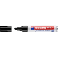 Edding Nº1 Rotulador Permanente, Punta Biselada, Trazo 1-5mm, Secado Instantaneo, Negro