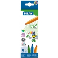 Milan Pack de 5 Rotuladores, Punta Conica 5mm
