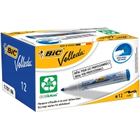 Bic Velleda 1701 ECOlutions Marcadores para Pizarra, Punta Redonda, Trazo de 1.5 mm, Tinta base alcohol, Borrado facil, Azul