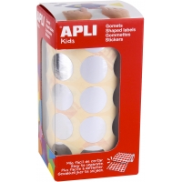 Apli Gomets Redondos Plata Metalizado Ø 20mm - 59 Hojas Pretroqueladas - 1770 Gomets por Rollo - Ideal para Escuelas y Talleres 