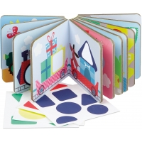 Apli Libro de Pegatinas Formas Geometricas - Tamaño 100x100x40mm - 10 Paginas de Carton Rigido 3mm - 4 Hojas de Gomets Removible
