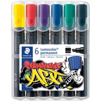 Staedtler Lumocolor 350 Pack de 6 Rotuladores Permanentes, Punta Biselada