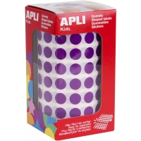 Apli Gomets Redondos Lila Ø 10.5mm - 59 Hojas Pretroqueladas - 5192 Gomets por Rollo - Ideal para Escuelas y Talleres Infantiles