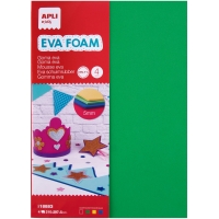 Apli Goma Eva Multicolor A4, 5mm - 4 Hojas Gruesas - Rojo, Amarillo, Verde y Azul