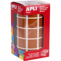 Apli Gomets Cuadrados Marrones - 20x20mm - 59 Hojas Pretroqueladas - 1770 Gomets por Rollo - Ideal para Actividades Infantiles -