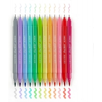 Alpino Color Experience Pack de 12 Rotuladores Pastel Doble Punta, Puntas Fine Liner de 0.7mm y Pincel de 2.9mm