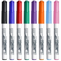 Bic Velleda 1741 Pack de 8 Rotuladores para Pizarra, Punta Media, Trazo de 1.4mm, Borrado facil, Varios colores