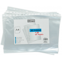 MKtape Pack de 100 Fundas Multitaladro Portadocumentos, Formato A4, 0.5 Micras, Color Transparente