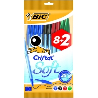 PACK 10 Bic Cristal Soft, Punta Media de 1.2mm, Trazo 0.45mm, Colores Surtidos