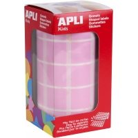 Apli Gomets Cuadrados Rosa - 20x20mm - 59 Hojas Pretroqueladas - 1770 Gomets por Rollo - Ideal para Escuelas y Talleres Infantil