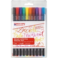Edding 1340 Brush Pack de 10 Rotuladores, Punta Pincel Flexible, Trazo 1-3mm, Varios colores