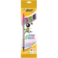 PACK 4 Bic Cristal Fun, Punta Gruesa 1.6mm, Trazo 0.42mm, Colores Surtidos