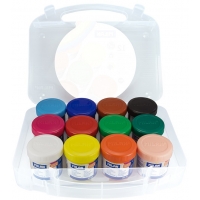 Milan Pack de 12 Botes de Tempera 40ml + 1 Pincel Serie 101 Colores Surtidos