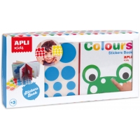 Apli Libro de Pegatinas Educativo Colores - Tamaño 100x100x40 - 10 Paginas de Carton Rigido 3mm - 5 Hojas de Gomets Removibles -