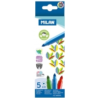 Milan Pack de 5 Rotuladores Super Lavables, Punta Conica 5mm