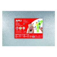Apli Pack de 3 Goma Eva Purpurina Plata 600 x 400 mm - Grosor 2 mm - Impermeable - Moldeable al Calor - Color Plata
