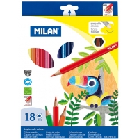 Milan Pack de 18 Lapices Hexagonales de Colores, Mina 2.9mm