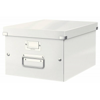 Leitz Caja Almacenaje Mediana Click & Store Wow, Montaje Rapido y Sencillo, Asas de Metal, Blanco, Efecto Wow