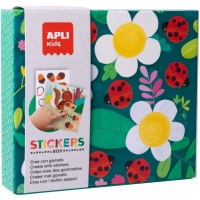 Apli Kids Juegos de Gomets Mariquita - 8 Laminas Ilustradas de 200G - 8 Hojas de Gomets Removibles Geometricos - Alto Valor Dida