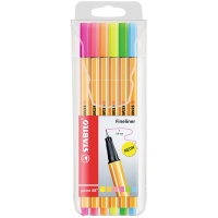 Stabilo Point 88 Pack de 6 Rotuladores de Punta Fina de Fibra, Trazo de 0.4 mm, Varios colores Neon