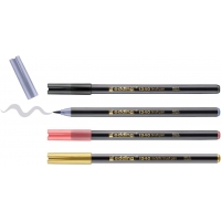 Edding 1340 Brush Pack de 4 Rotuladores, Punta Pincel Flexible, Trazo 1-3mm, Colores Oro, Negro, Gris y Albaricoque