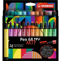 Stabilo Pen 68 MAX Arty Pack de 24 Rotuladores, Punta de Fibra Biselada, Trazo 1-5mm