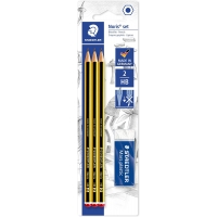 Staedtler Noris 120 Pack de 3 Lápices 2HB + 1 Gomas de Borrar Mars Plastic