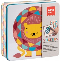 Apli Juegos de Gomets Leon - Incluye 16 Laminas y 14 Hojas de Gomets Removibles - Estimula la Psicomotricidad Fina y el Pensamie