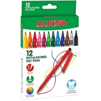 Alpino Pack de 12 Rotuladores Escolares, Punta Fina de 3mm