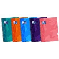 Pack de 5 Cuadernos Oxford Classic Espiral Folio Cuadriculado 4x4mm 80 Hojas Tapa de Plastico Surtidos