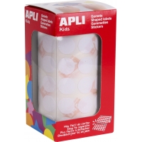 Apli Gomets Redondos Blancos Ø 15mm - 59 Hojas Pretroqueladas - 2832 Gomets por Rollo - Adhesivo Base Agua - Normas EN-71 y FSC