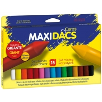 Alpino Maxidacs Pack de 15 Ceras Blandas para Niños, Extra Grande 120mm x 14mm, No Mancha
