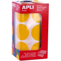 Apli Gomets XL Redondos Ø 33mm Amarillo Adhesivo Permanente - 59 Hojas Pretroqueladas - 708 Gomets por Rollo