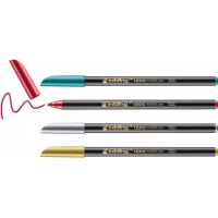 Edding 1200 Metallic Pack de 4 Rotuladores, Trazo 1mm, Colores Oro, Plata, Rojo y Verde Metalizados