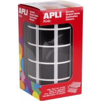 Apli Gomets Cuadrados Negros 20x20mm - 59 Hojas Pretroqueladas - 1770 Gomets por Rollo - Ideal para Desarrollar Habilidades y Ca