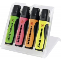 Stabilo Boss Executive Pack de 4 Marcadores Fluorescentes, Grip, Trazo 2-5mm, Colores Surtidos