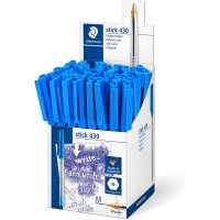 Staedtler Stick 430 Boligrafo con Capuchon, Punta 0.35mm, Tinta Endeleble,  Azul