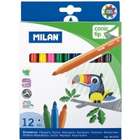 Milan Pack de 12 Rotuladores, Punta Conica 5mm