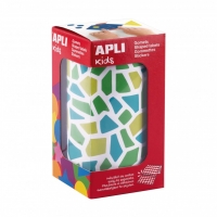 Apli Kids Rollo de 2460 Gomets Mosaico - Adhesivo Base Agua - Libre de Disolventes - Materiales 100% Reciclables - Colores Azul,