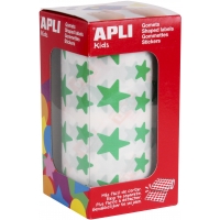 Apli Gomets Estrella Verde - 12.5mm y 19.5mm - Adhesivo Permanente - 2360 Gomets por Rollo - Ideal para Escuelas y Talleres Infa