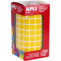 Apli Gomets Cuadrados Amarillos - 10x10mm - 59 Hojas Pretroqueladas - 6372 Gomets por Rollo - Ideal para Escuelas y Talleres Inf