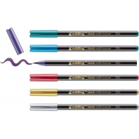 Edding 1340 Brush Pack de 6 Rotuladores, Punta Pincel Flexible, Trazo 1-3mm, Colores Oro, Rojo, Azul, Verde, Gris y Morado